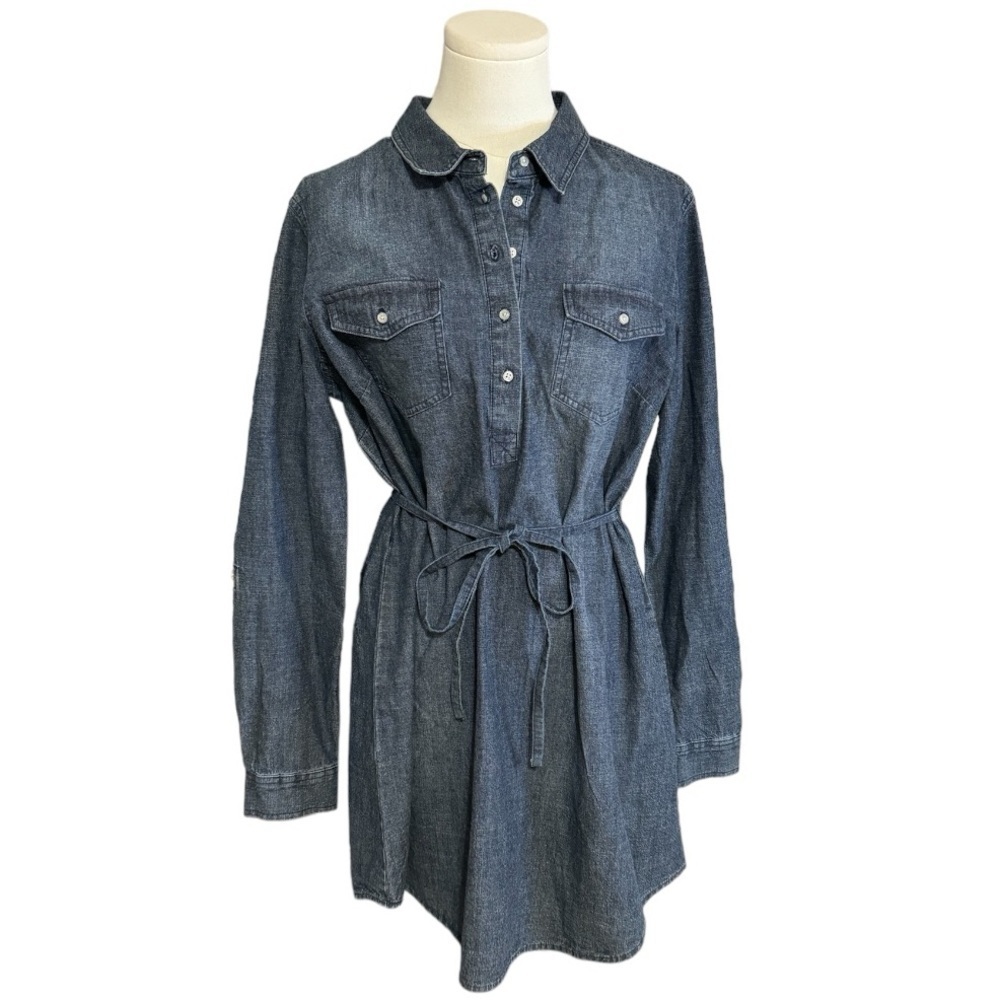 BIT & BRIDLE Denim Mini Dress Long Sleeve Coastal Cowgirl Country Concert size M